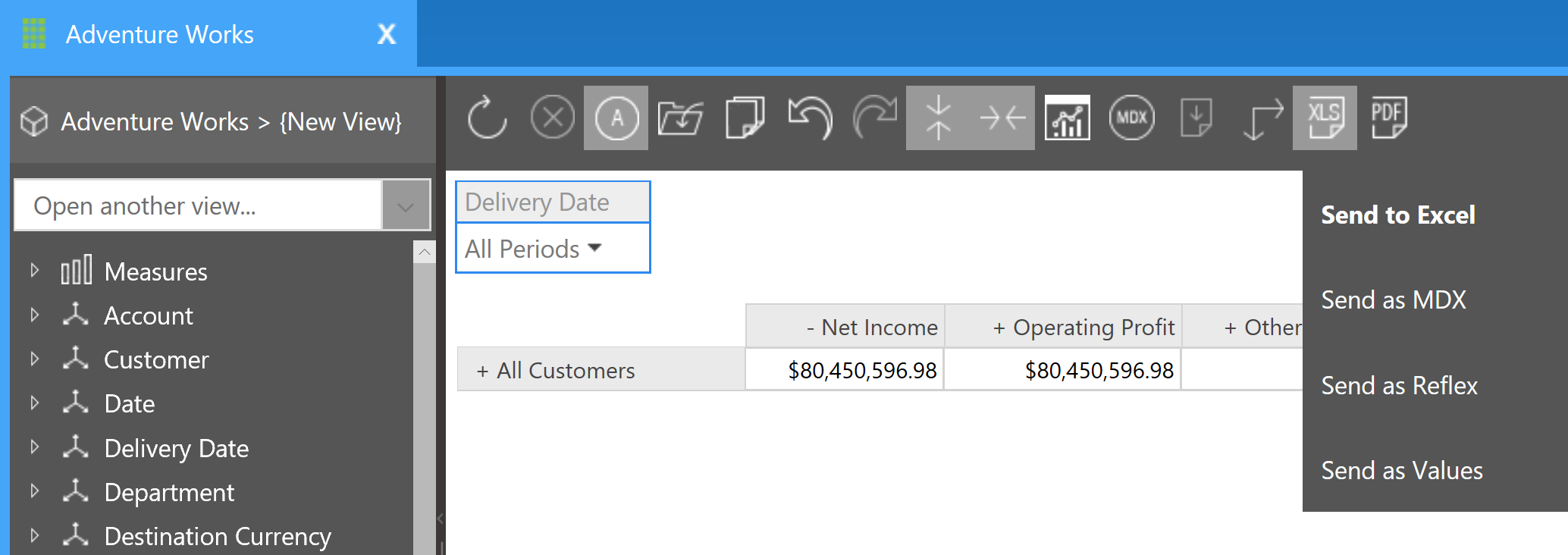 Data Explorer Send to Excel